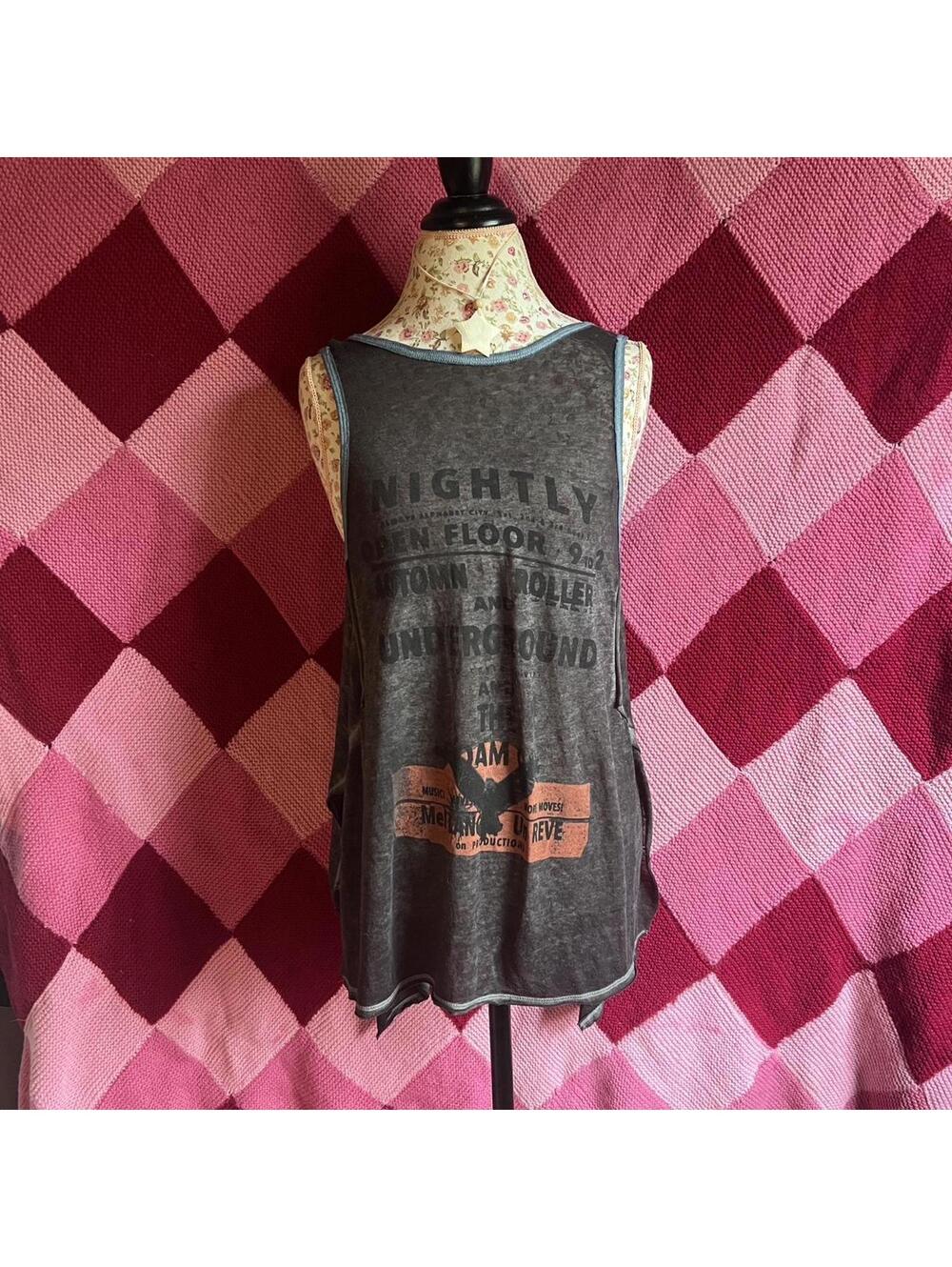 oversized grey graphic tunic tank top